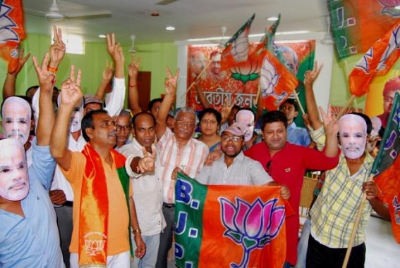 Sense of jubilation at BJP headquarter in Tripura Sense of jubilation at BJP headquarter in Tripura